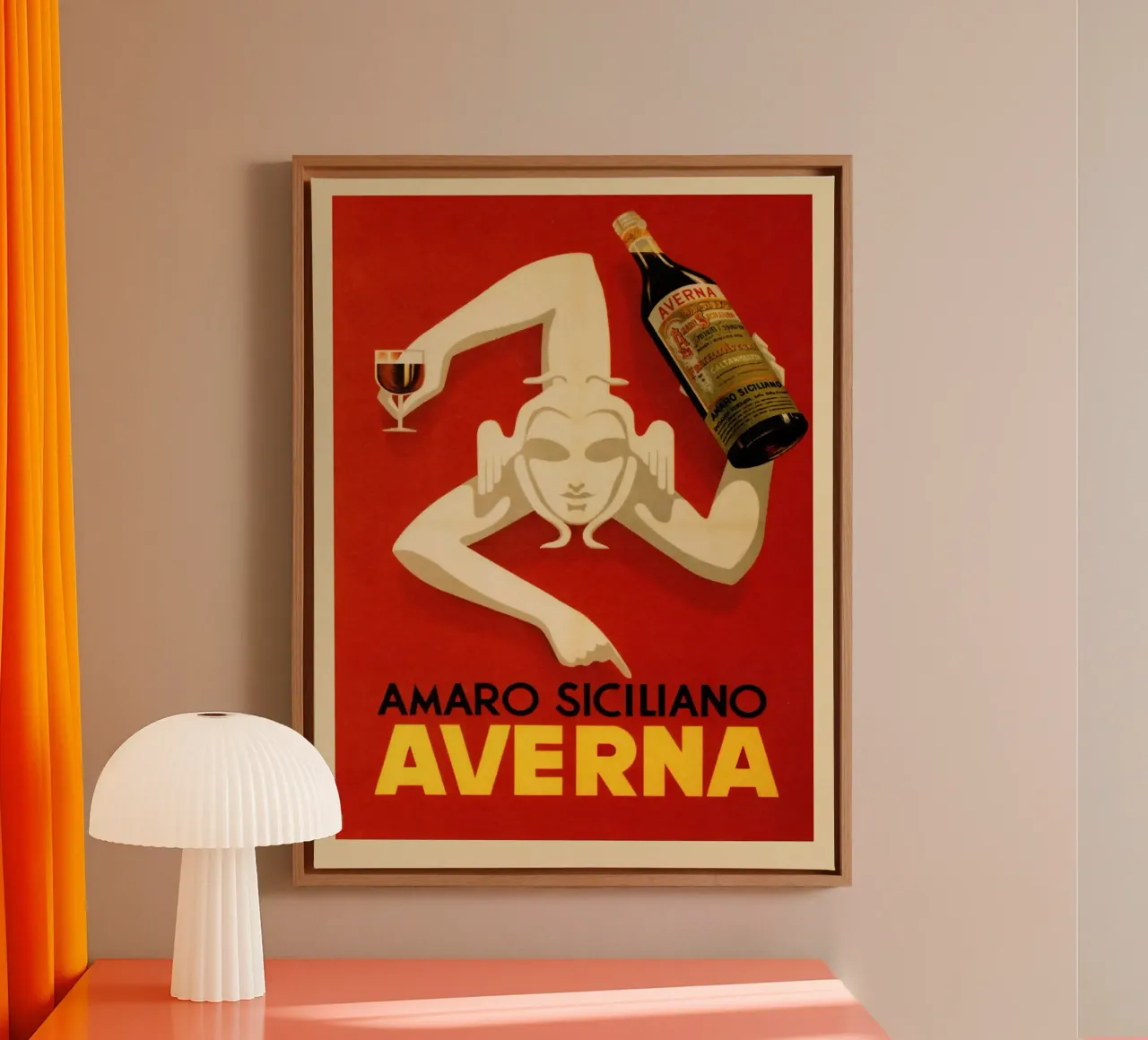 Amaro Siciliano Averna Poster tela con Cornice a cassetta da Neeraprint