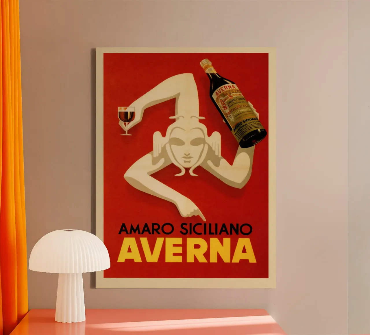 Amaro Siciliano Averna Poster tela con Cornice a cassetta da Neeraprint