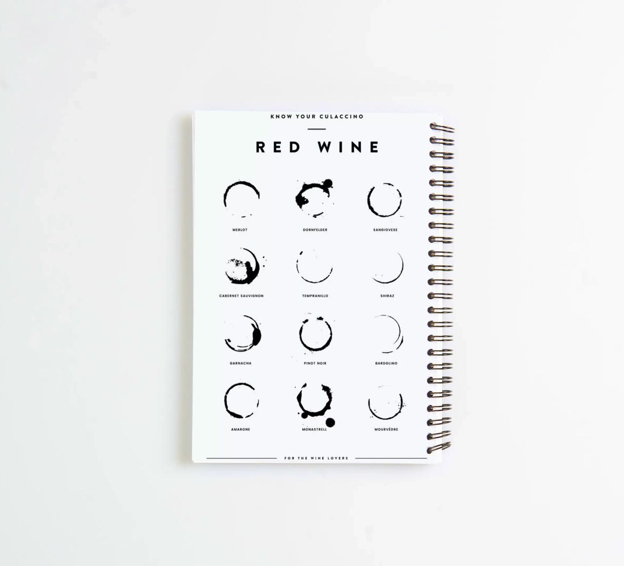 Wine Chart spiral notebook by daylight design studio