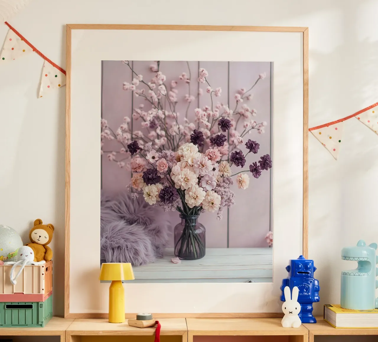Reverie lilla poster con telaio in alluminio da PhotoVibe Decor