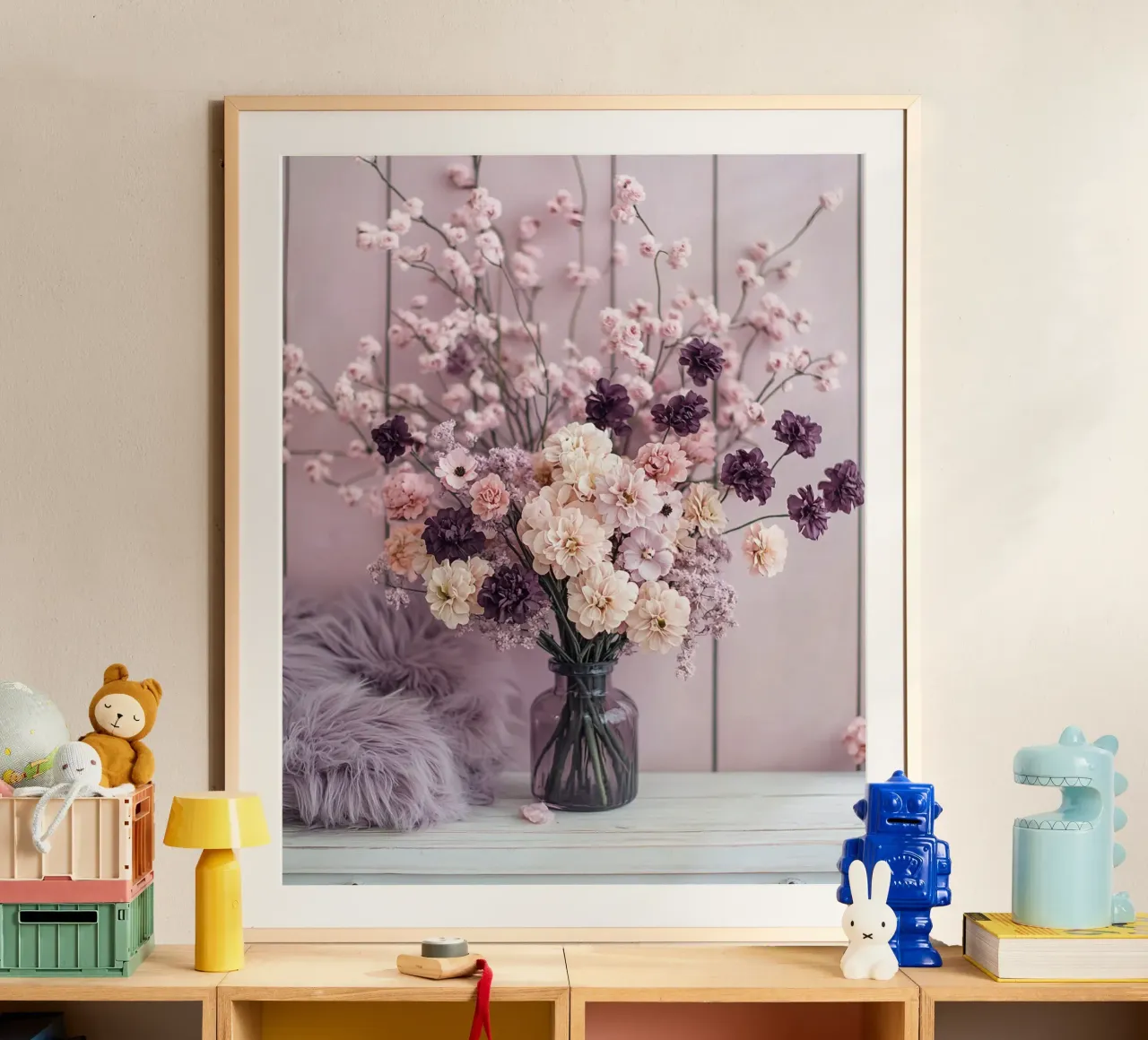 Reverie lilla poster con telaio in alluminio da PhotoVibe Decor