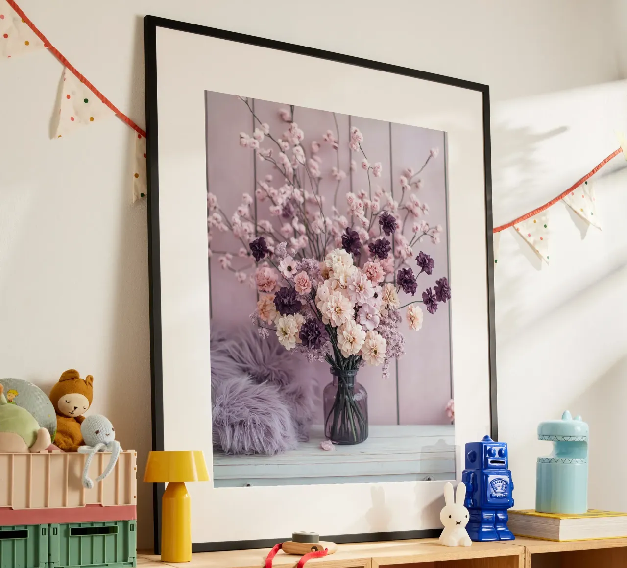 Reverie lilla poster con telaio in alluminio da PhotoVibe Decor