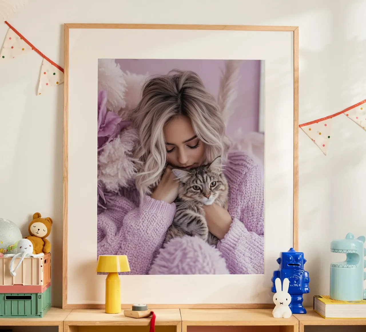 Reverie lilla poster con telaio in legno da PhotoVibe Decor