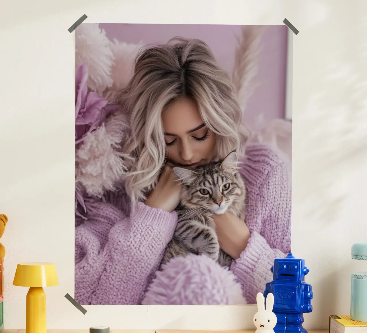 Reverie lilla poster con telaio in legno da PhotoVibe Decor