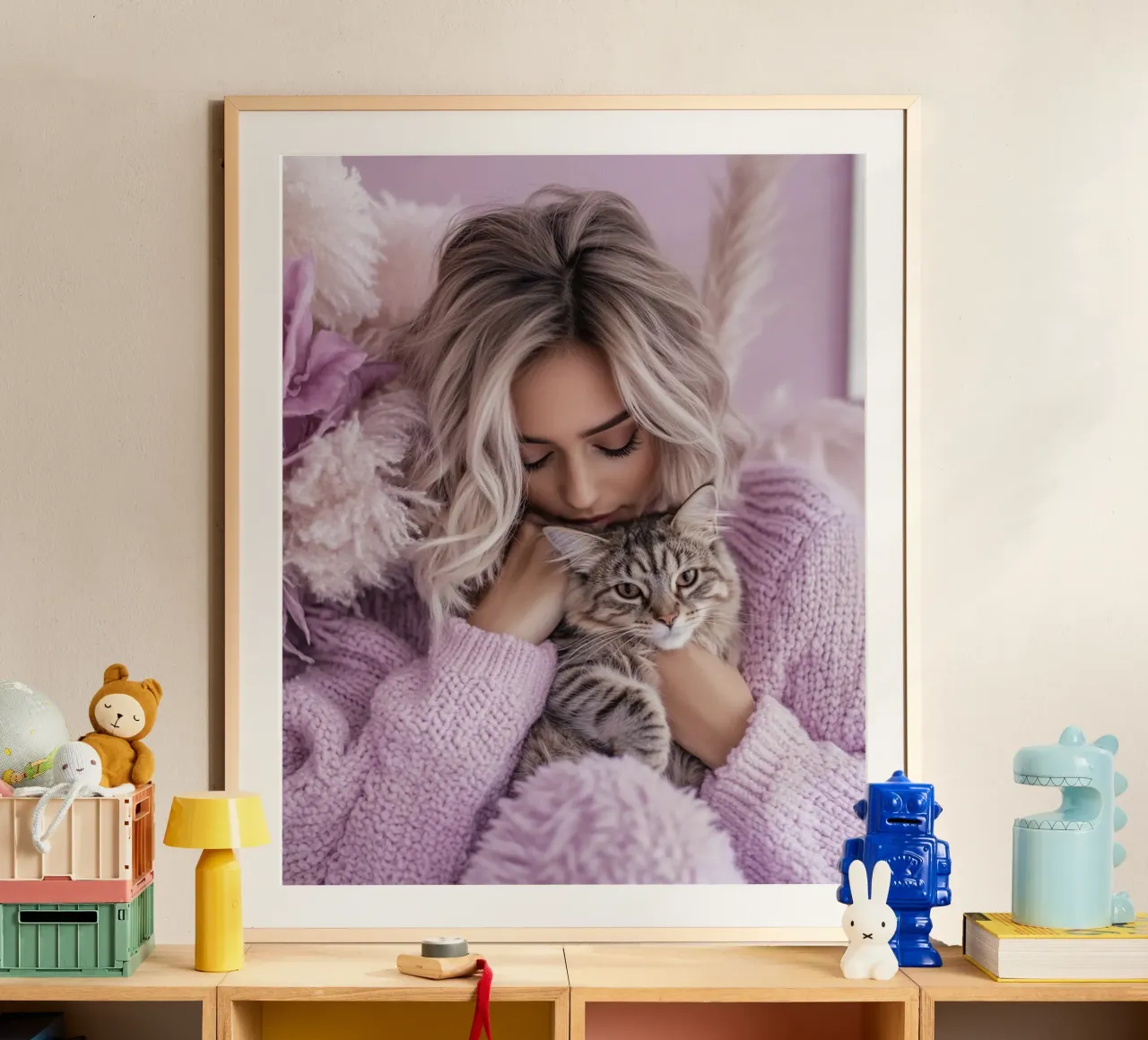 Reverie lilla poster con telaio in legno da PhotoVibe Decor