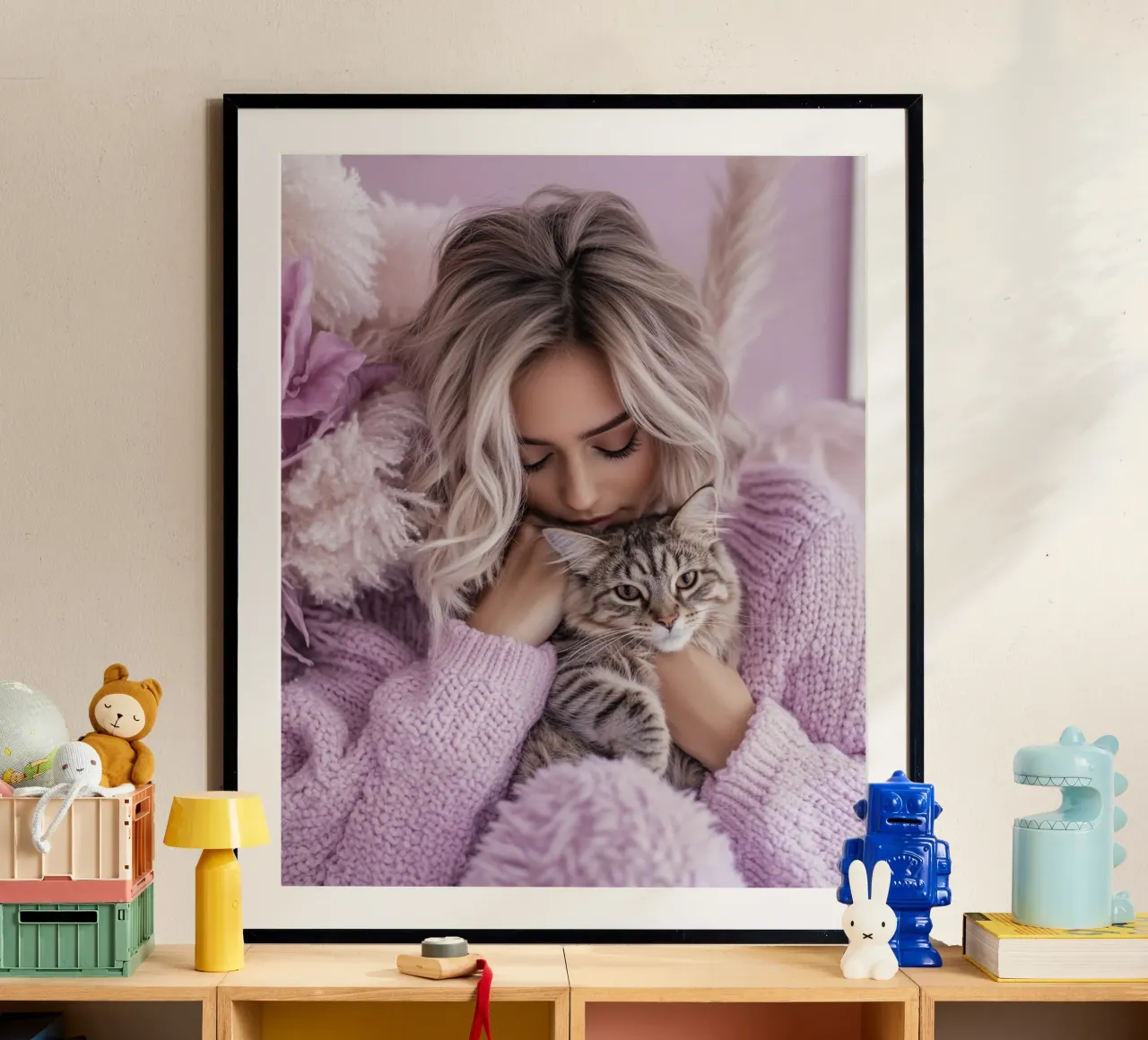 Reverie lilla poster con telaio in legno da PhotoVibe Decor