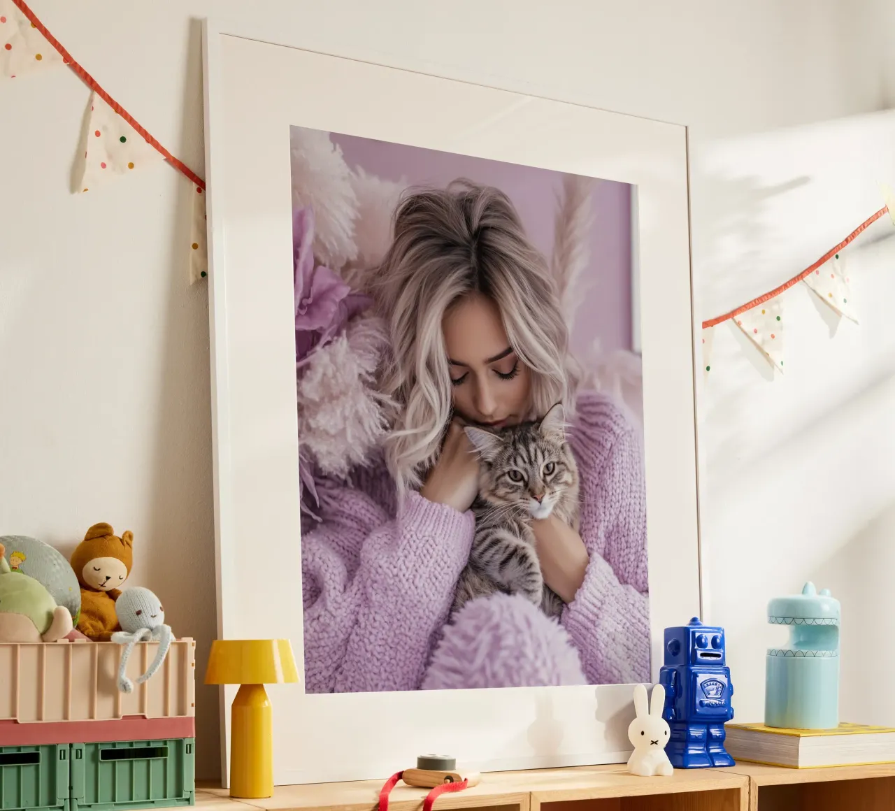 Reverie lilla poster con telaio in legno da PhotoVibe Decor