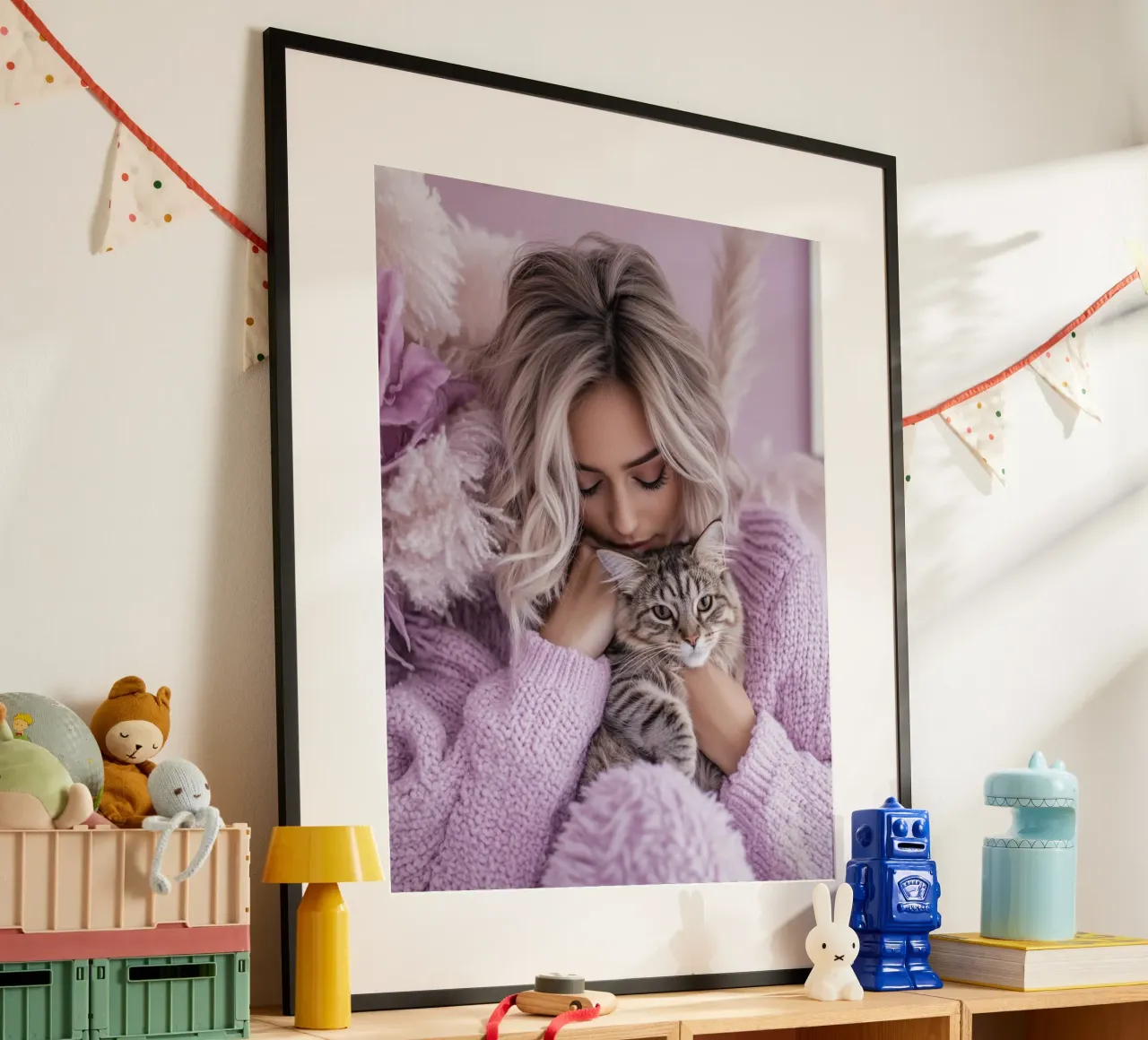 Reverie lilla poster con telaio in legno da PhotoVibe Decor