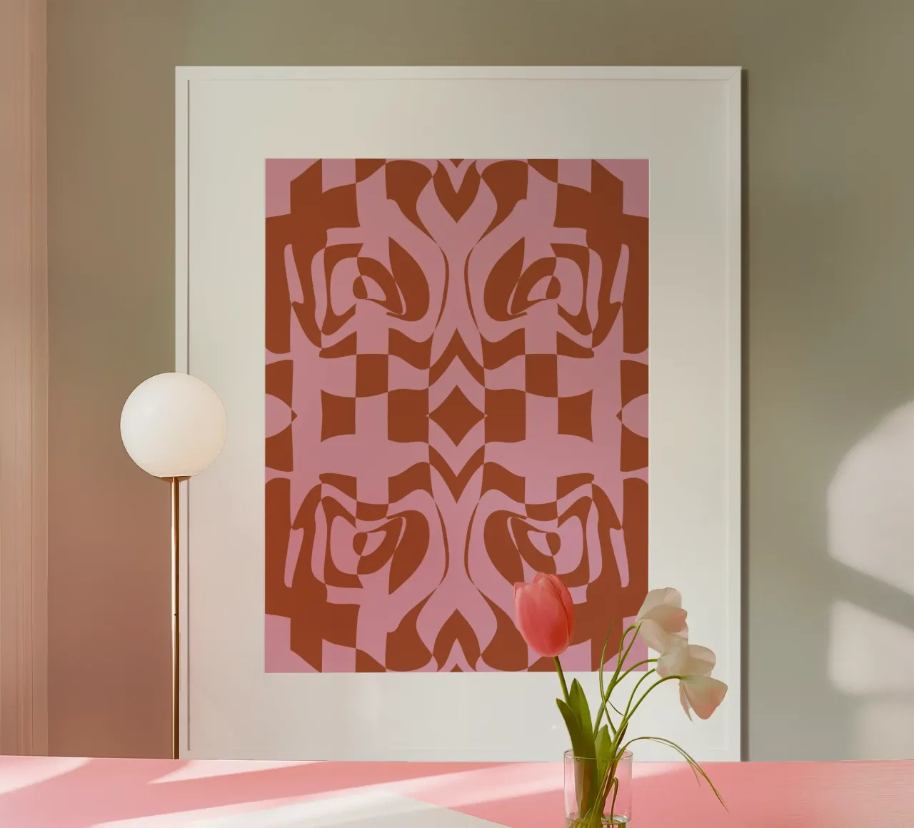 Simmetria della terracotta 02 poster con telaio in legno da Little Dean