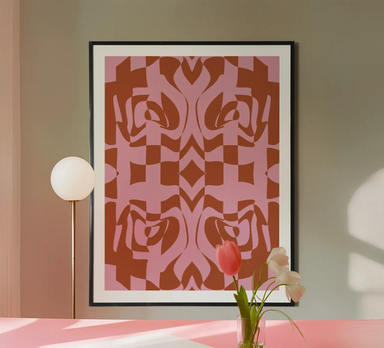 Simmetria della terracotta 02 poster con telaio in legno da Little Dean