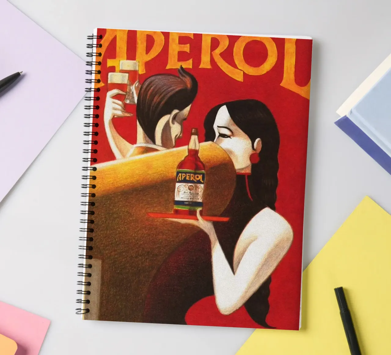 Aperol Vintage Poster spiral notebook by Neeraprint