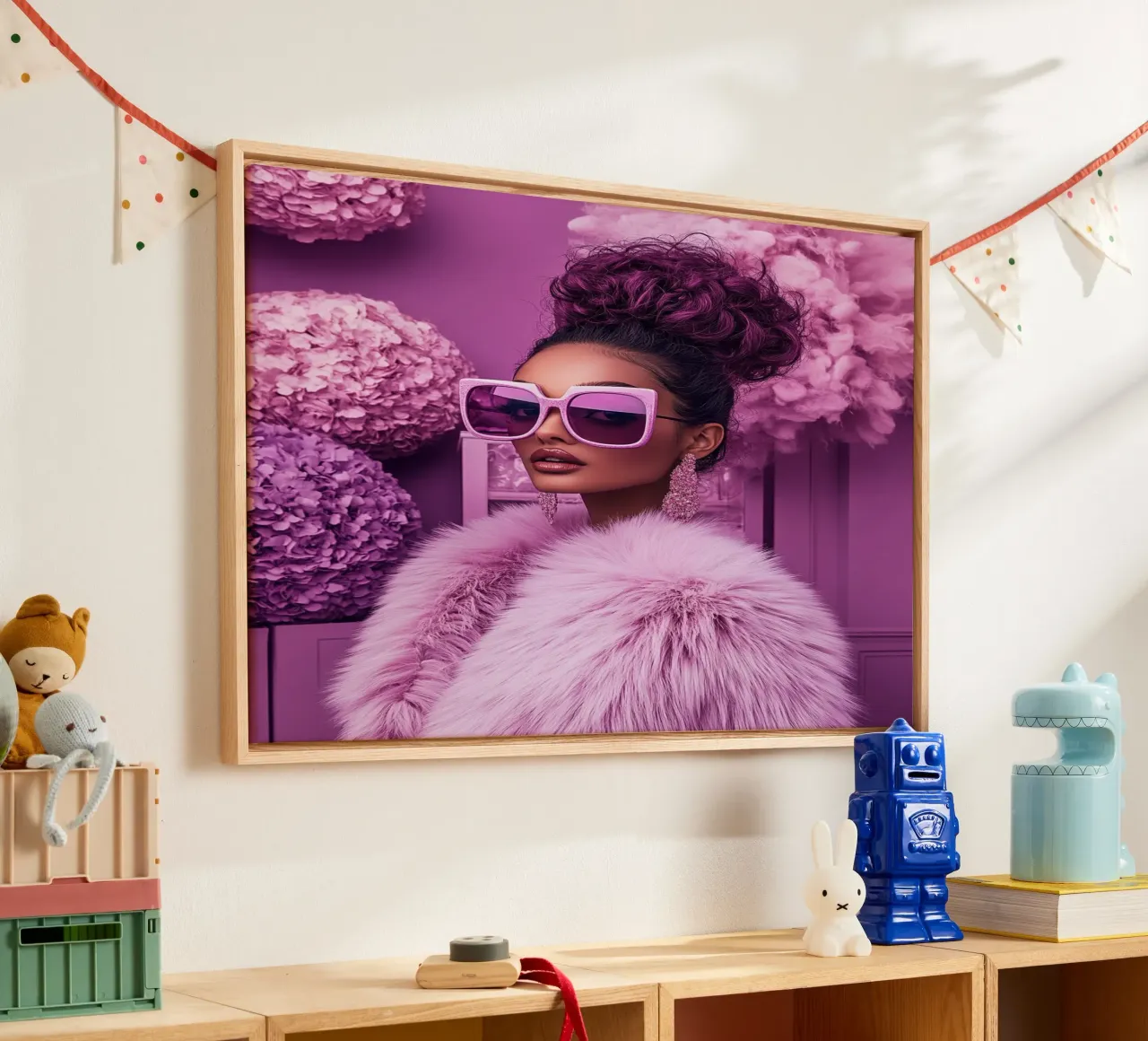 Lila mijmering canvas met Baklijst van PhotoVibe Decor