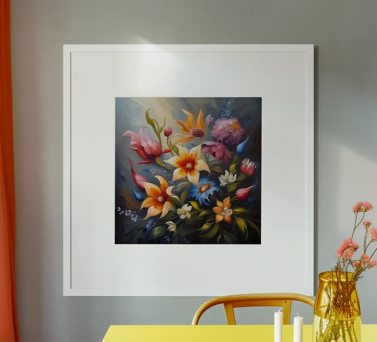 Fiori_pittura_1 poster con telaio in legno da Farb- und Blütenzauber by LK