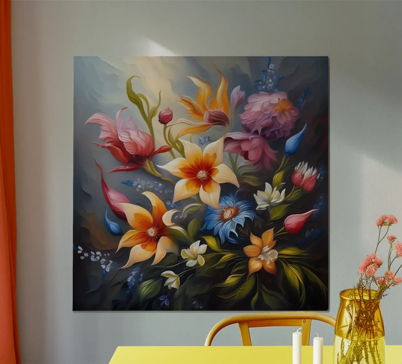 Fiori_pittura_1 poster con telaio in legno da Farb- und Blütenzauber by LK