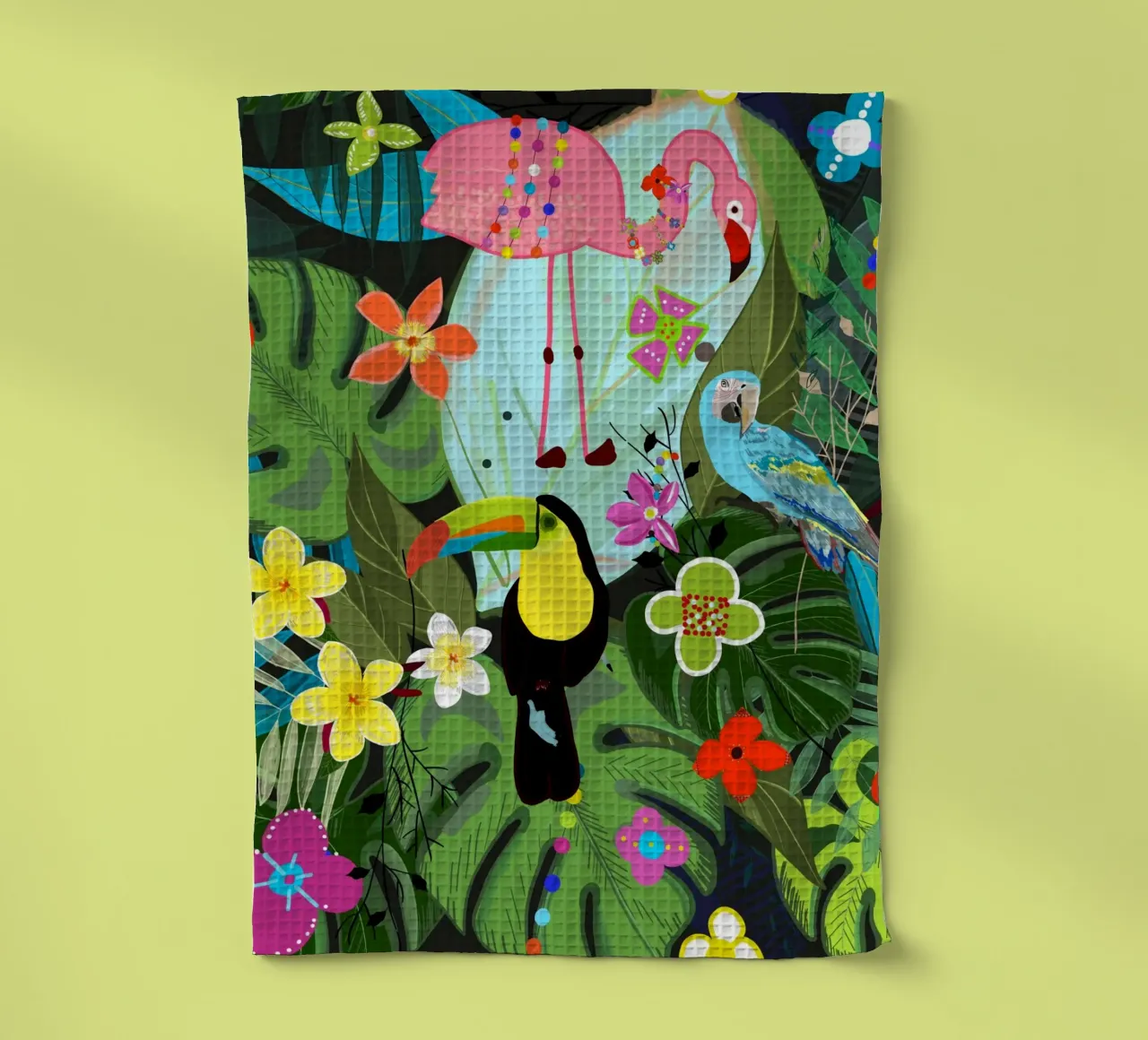 Stampa di fiori e uccelli tropicali del paradiso esotico canovaccio da cucina da gulsengunel