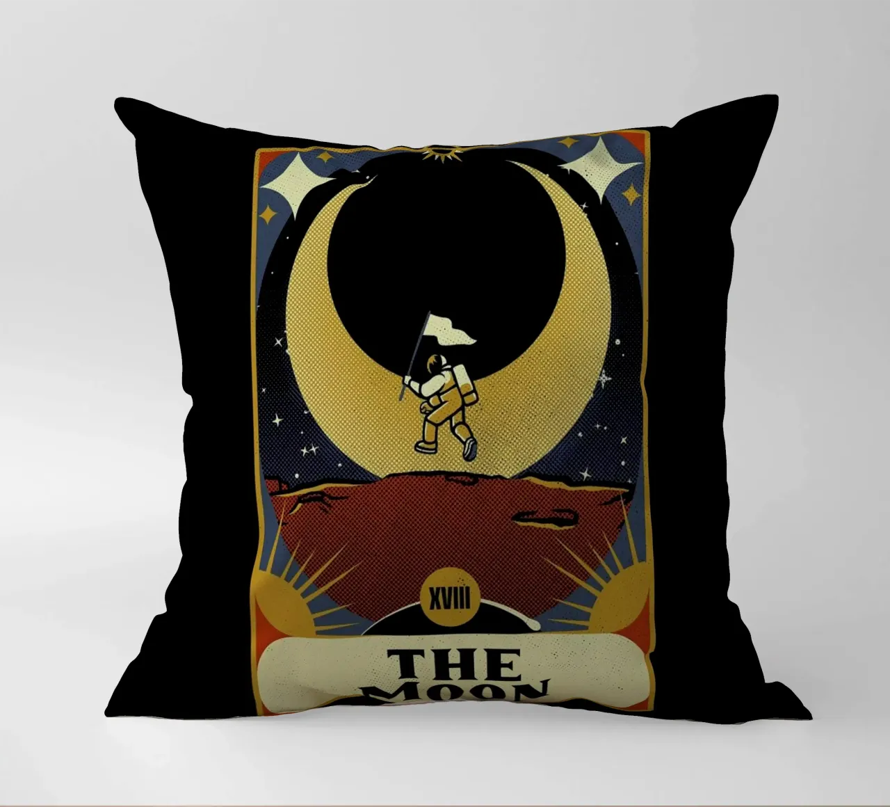 Astronaut Tarot Moon decorative cushion by Tobe Fonseca