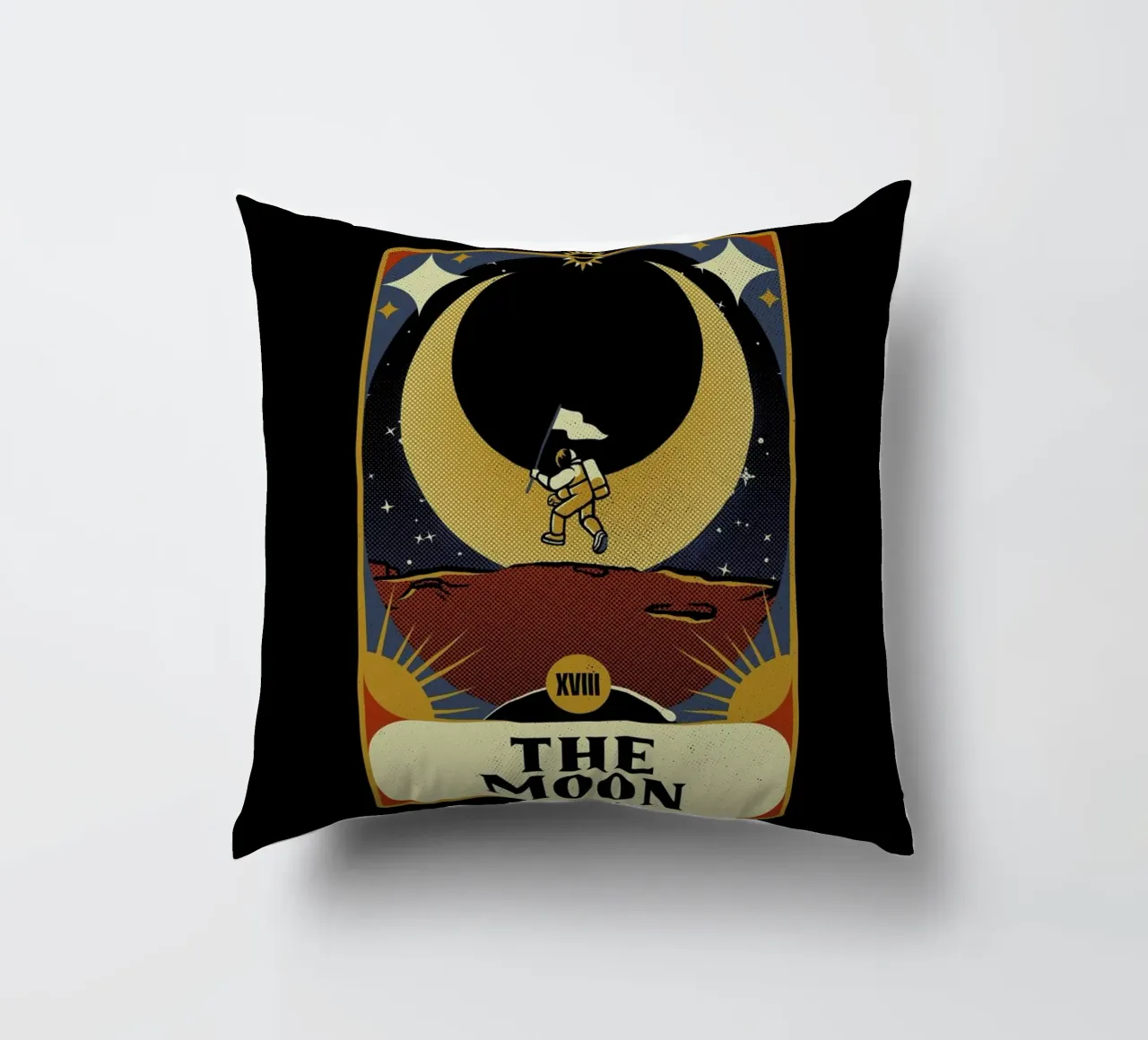 Astronaut Tarot Moon decorative cushion by Tobe Fonseca