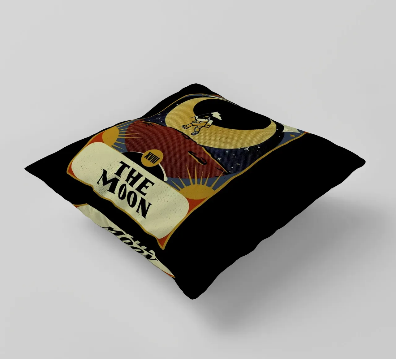 Astronaut Tarot Moon decorative cushion by Tobe Fonseca