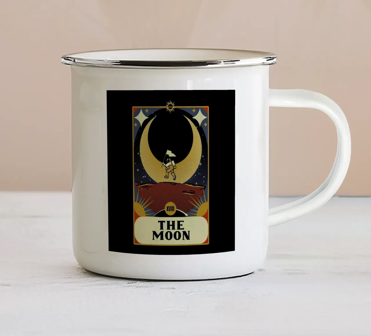 Astronaut Tarot Moon tazza in smalto da Tobe Fonseca
