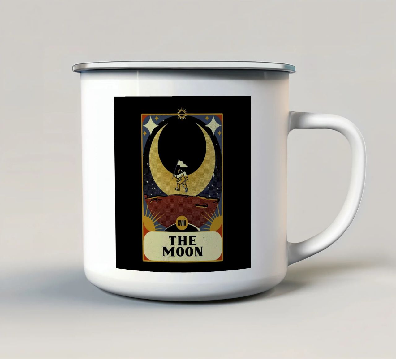 Astronaut Tarot Moon tazza in smalto da Tobe Fonseca