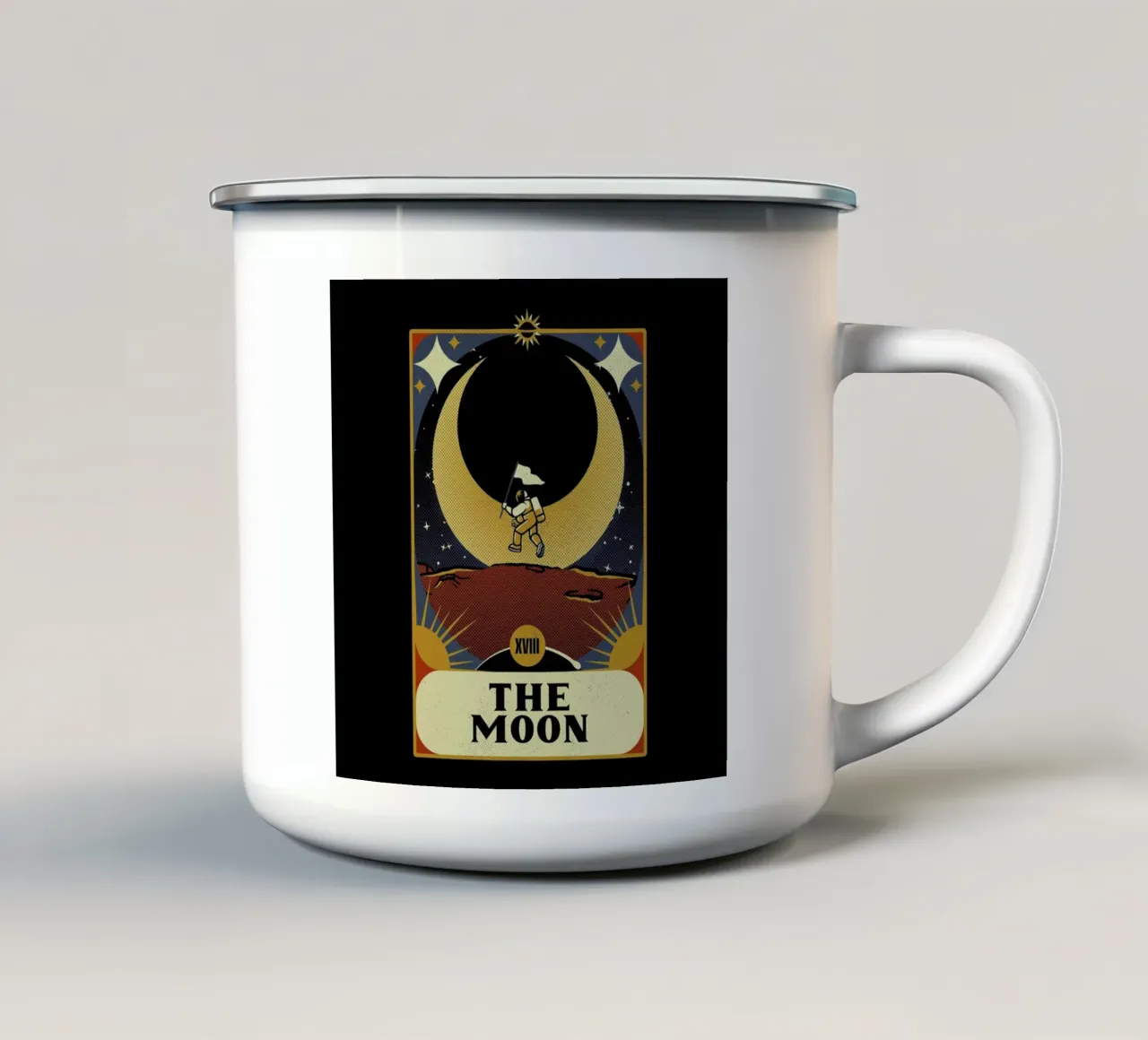 Astronaut Tarot Moon tazza in smalto da Tobe Fonseca
