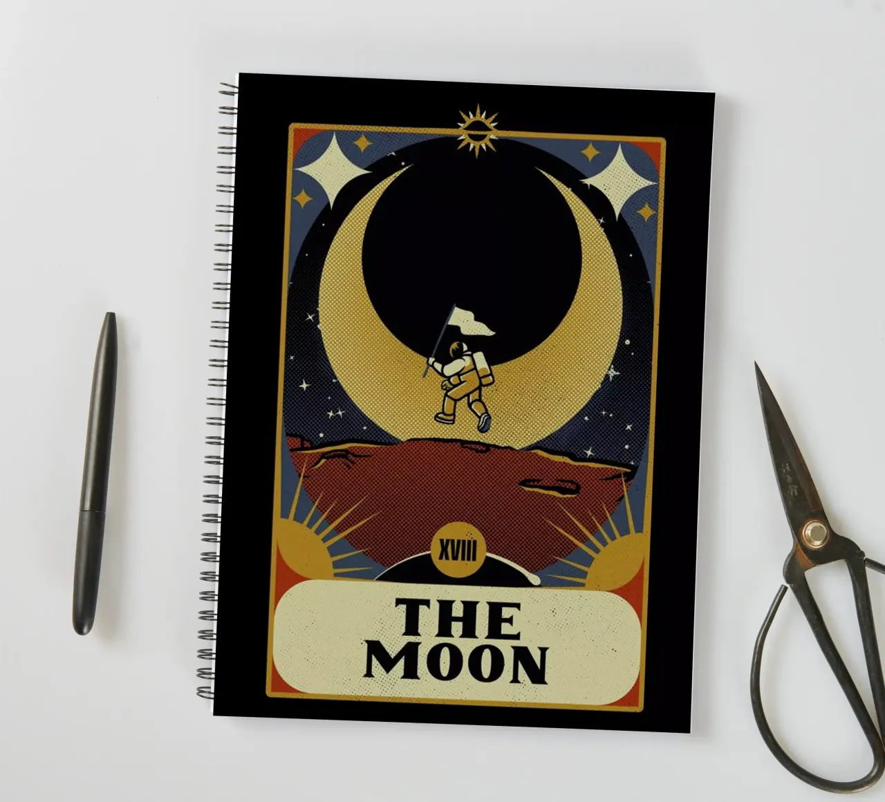 Astronaut Tarot Moon spiral notebook by Tobe Fonseca