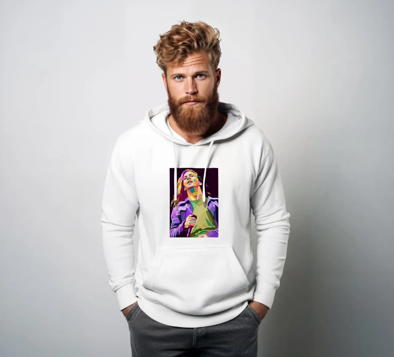 Eddie Vedder pop art portrait felpa con cappuccio da Hantamrata