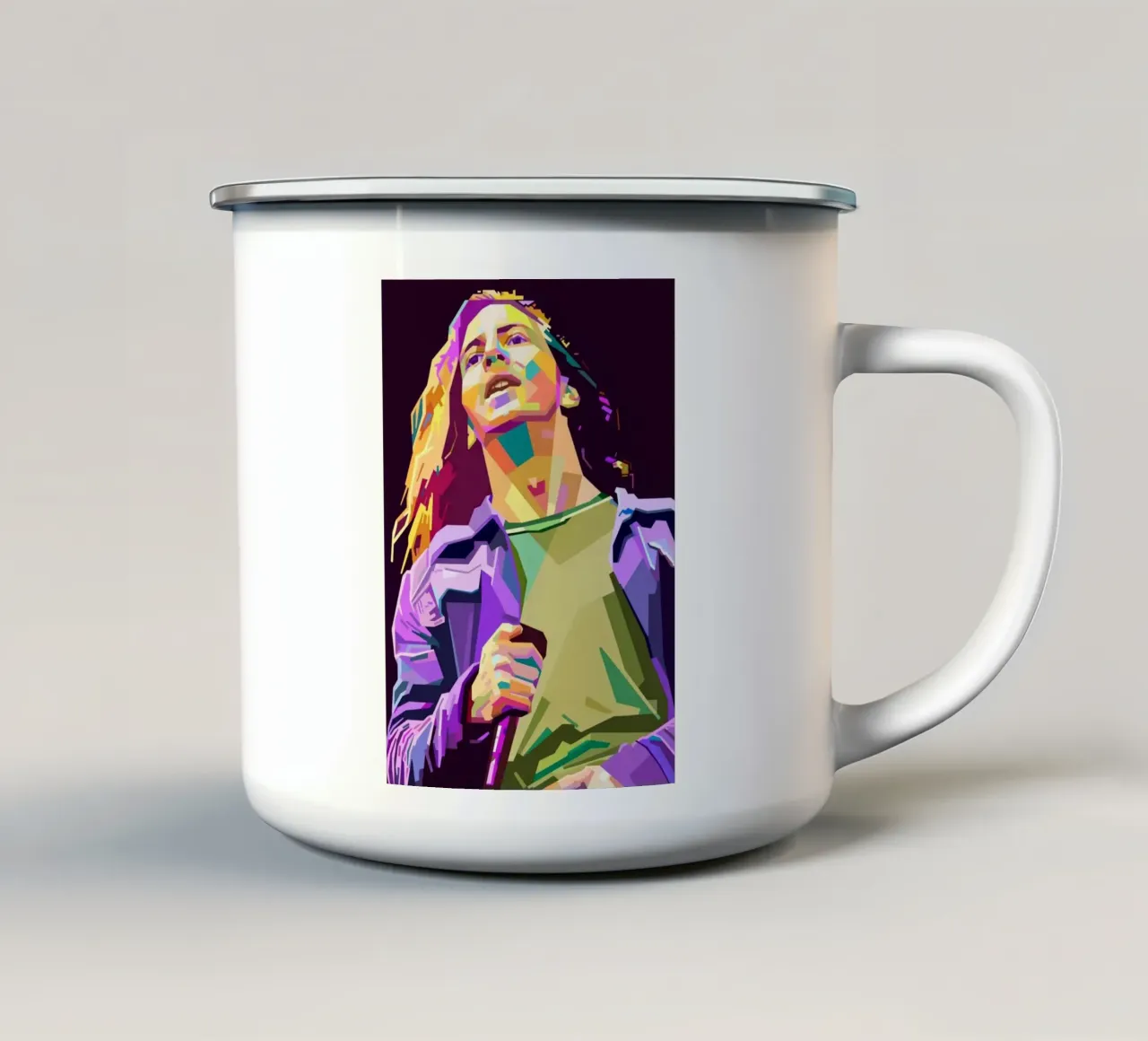 Eddie Vedder pop art portrait tazza in smalto da Hantamrata