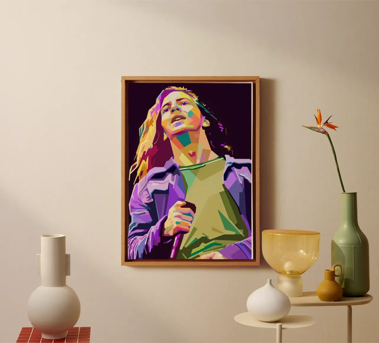 Eddie Vedder pop art portrait tela con Cornice a cassetta da Hantamrata
