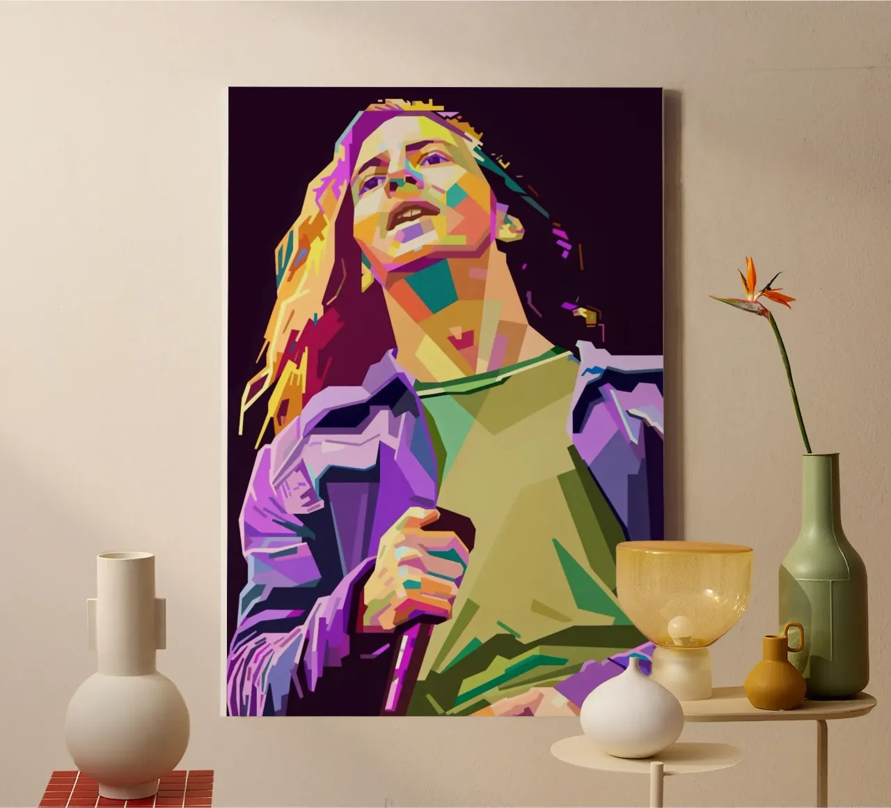 Eddie Vedder pop art portrait tela con Cornice a cassetta da Hantamrata