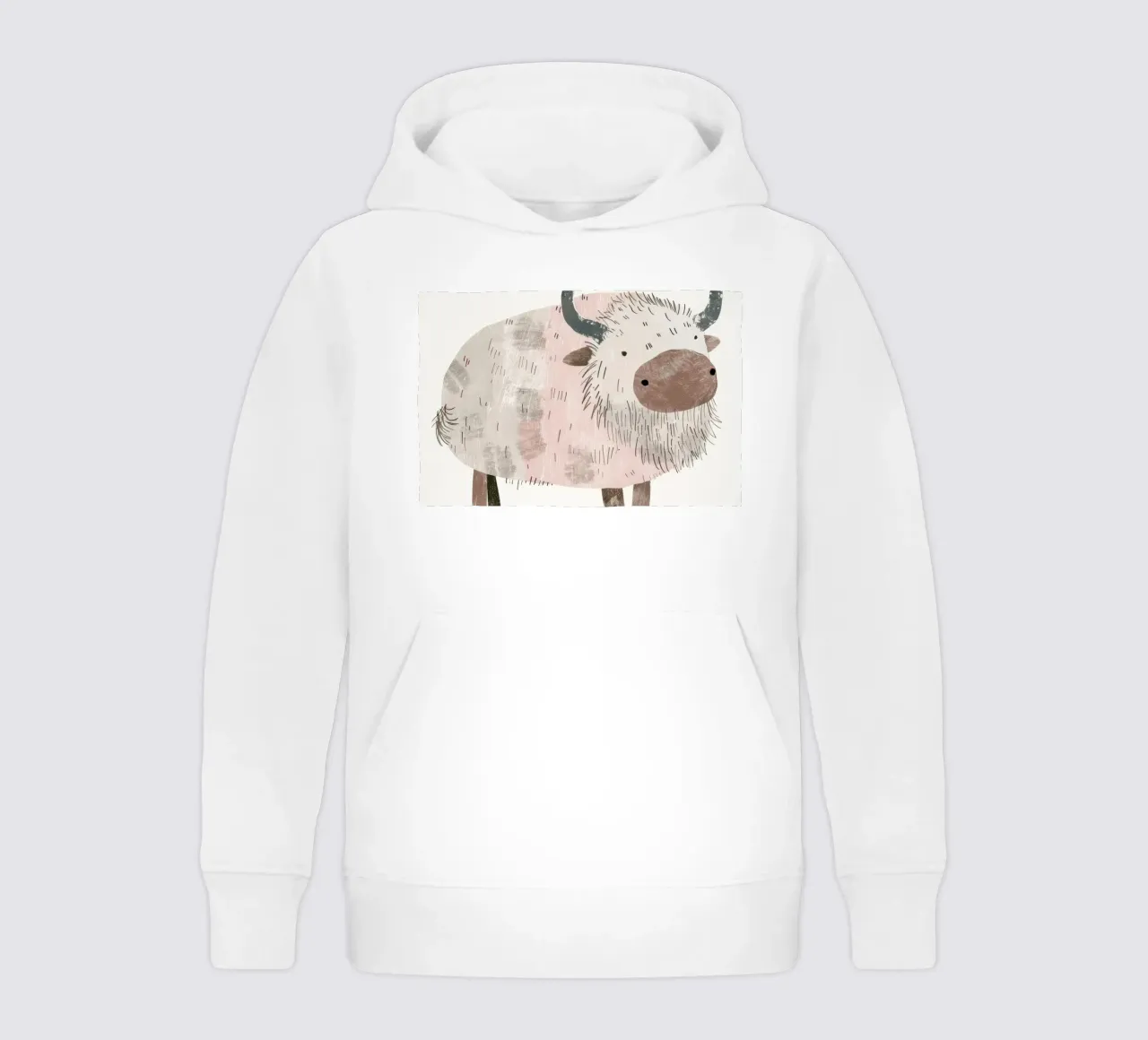 Illustrazione di uno yak con grandi corna felpa bambino con cappuccio da DesignDoodle