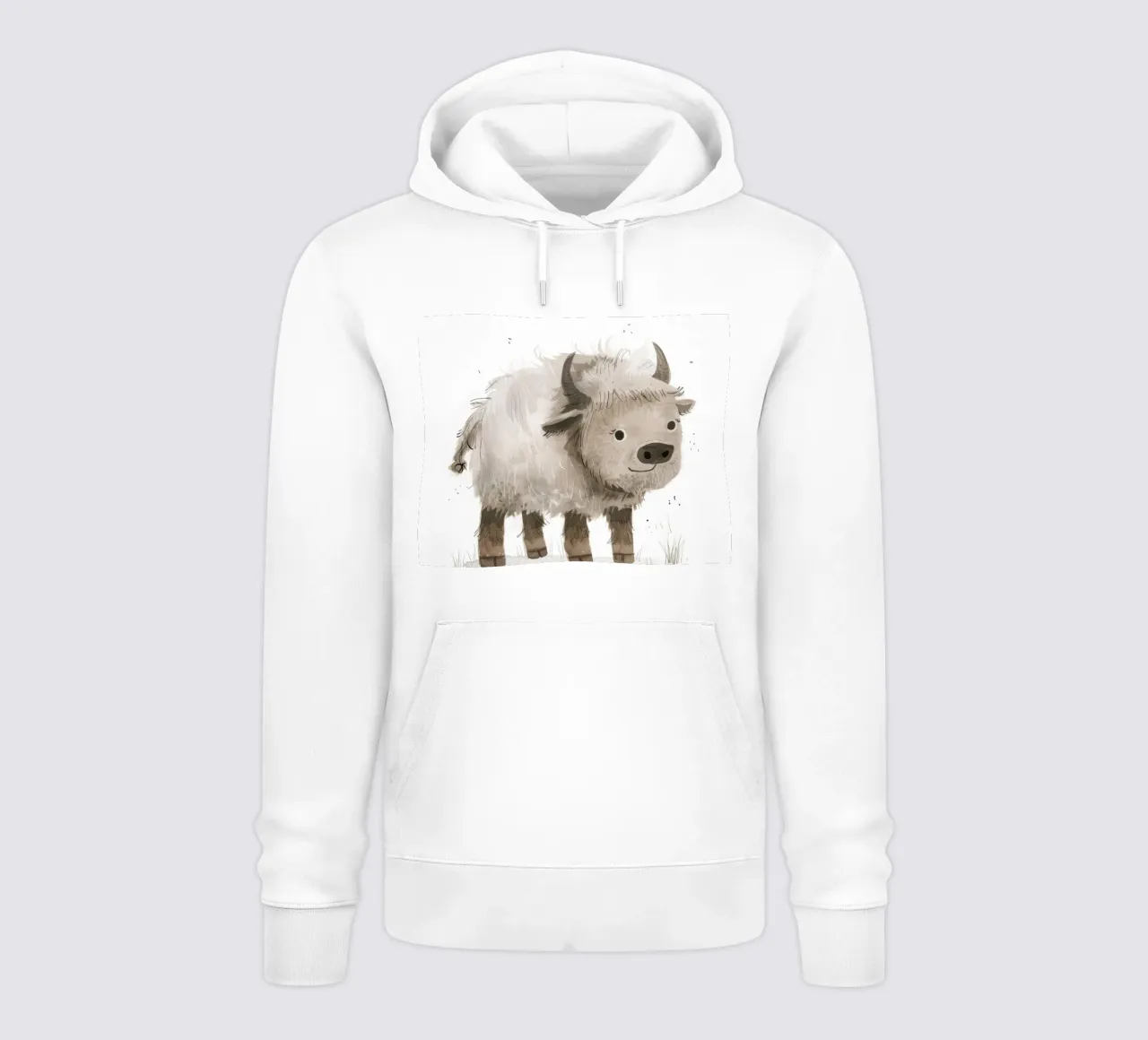 Illustrazione di un giovane yak che sorride felpa con cappuccio da DesignDoodle