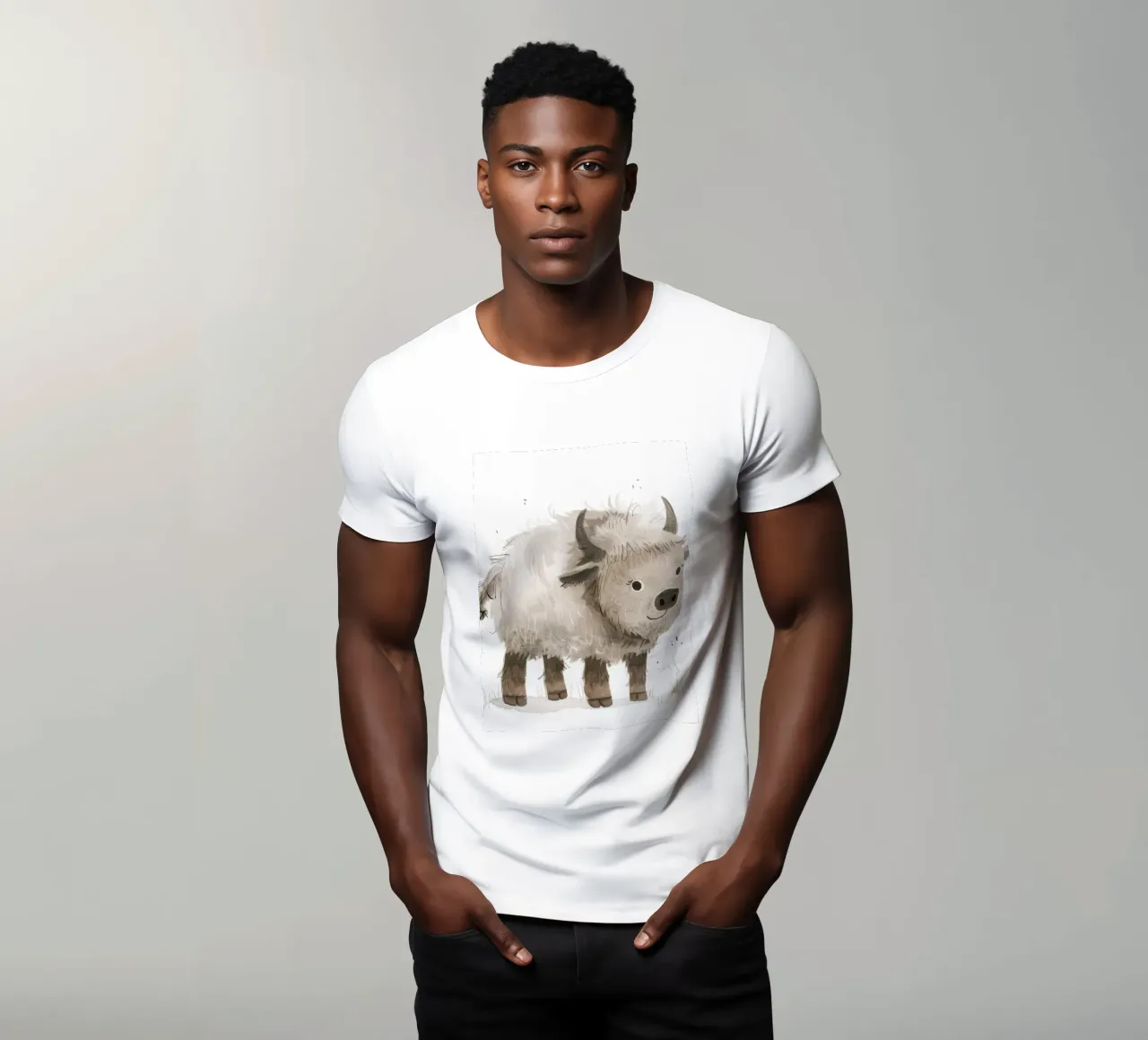 Illustrazione di un giovane yak che sorride t-shirt da DesignDoodle