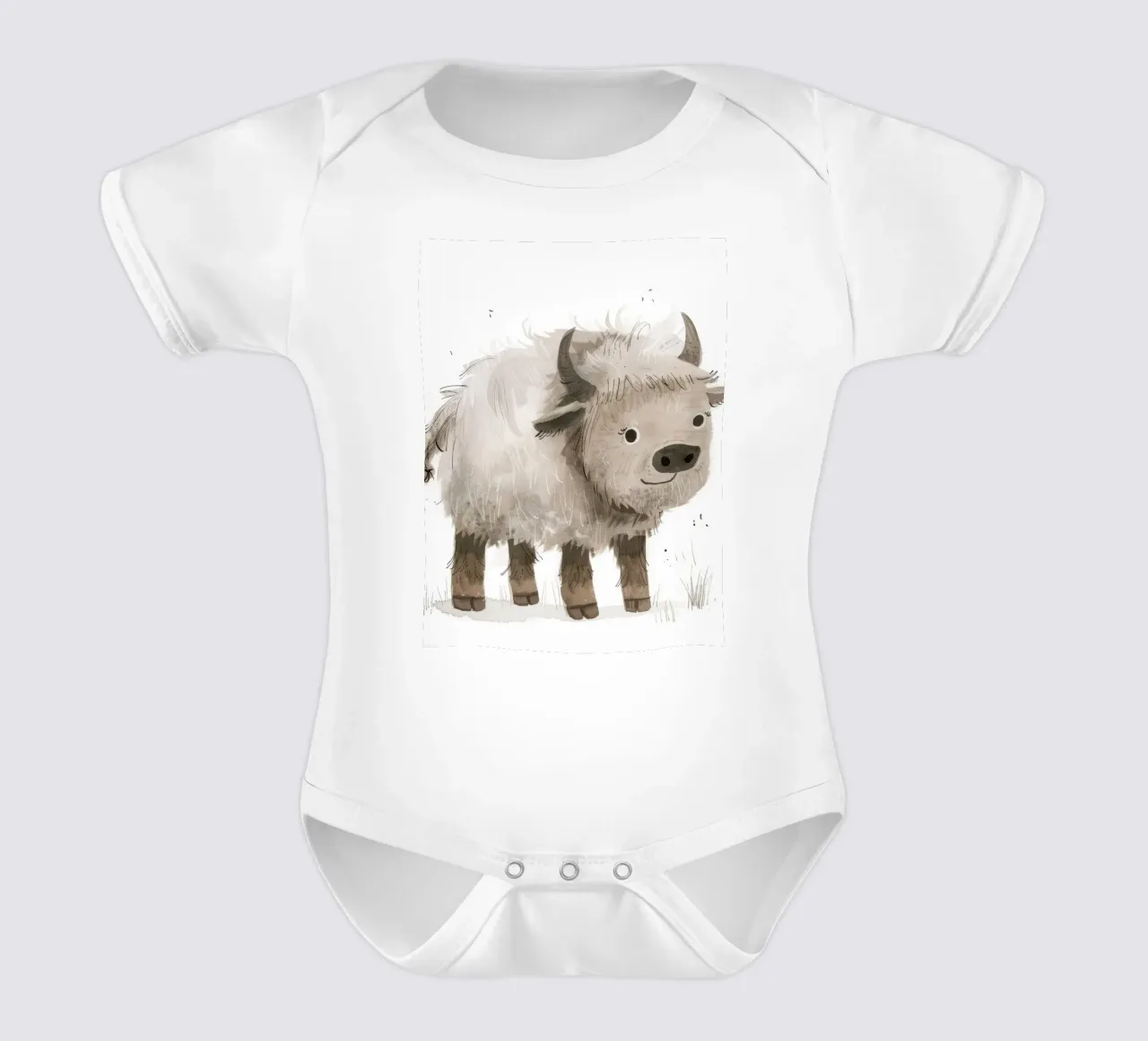 Illustrazione di un giovane yak che sorride body neonato maniche corte da DesignDoodle