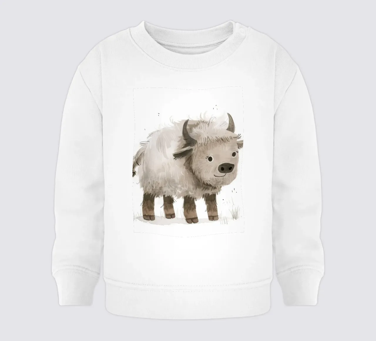 Illustrazione di un giovane yak che sorride felpa neonato da DesignDoodle