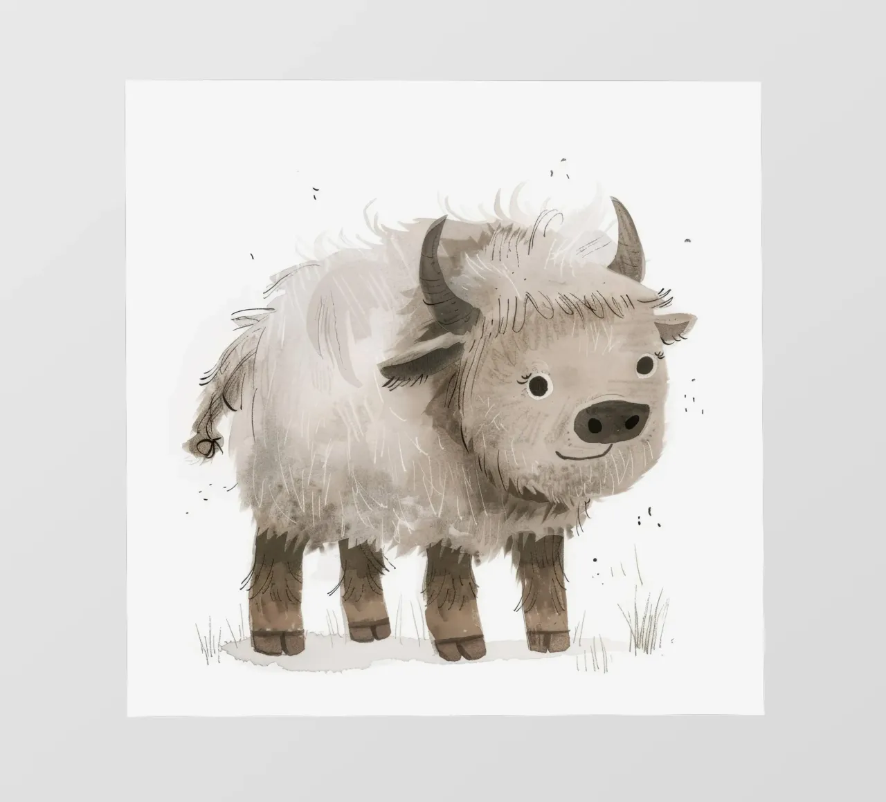 Illustrazione di un giovane yak che sorride telo in pvc da DesignDoodle