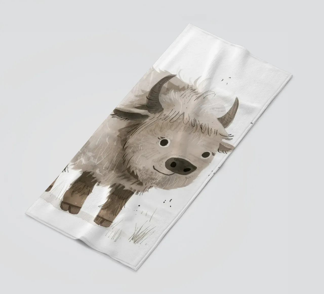 Illustratie van een lachende jonge jak strandhanddoek van DesignDoodle