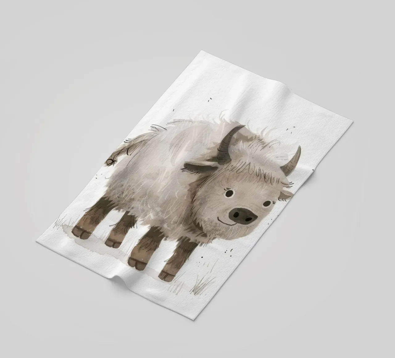 Illustratie van een lachende jonge jak strandhanddoek van DesignDoodle