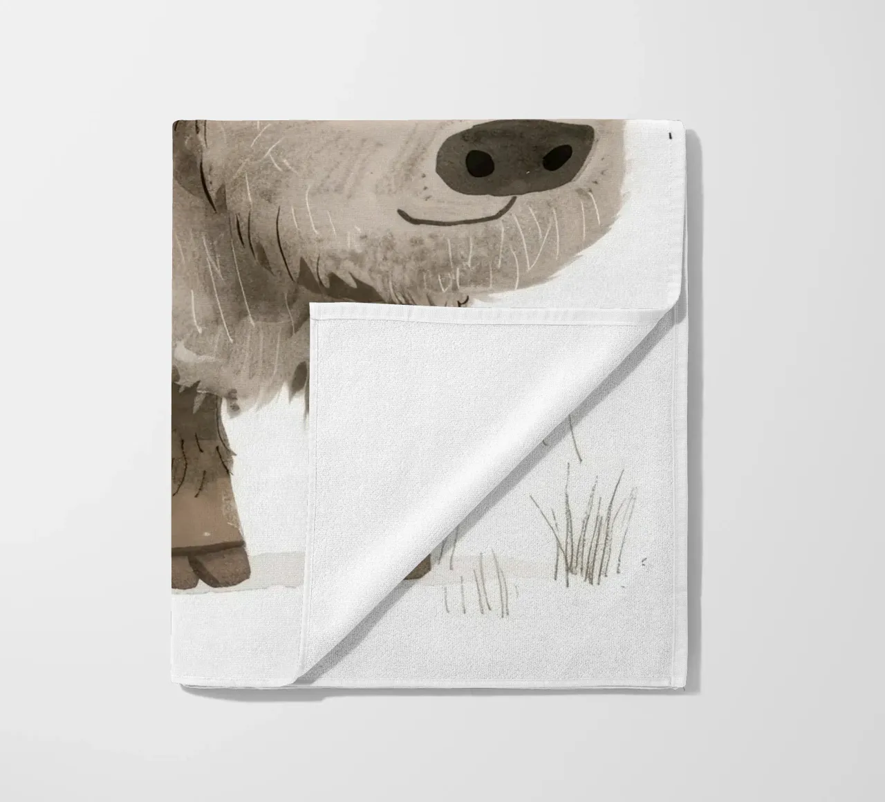 Illustratie van een lachende jonge jak strandhanddoek van DesignDoodle