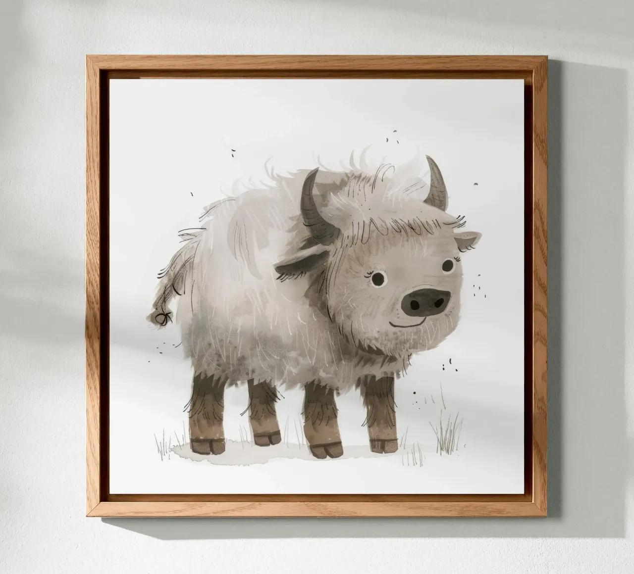Illustrazione di un giovane yak che sorride alluminio dibond da DesignDoodle