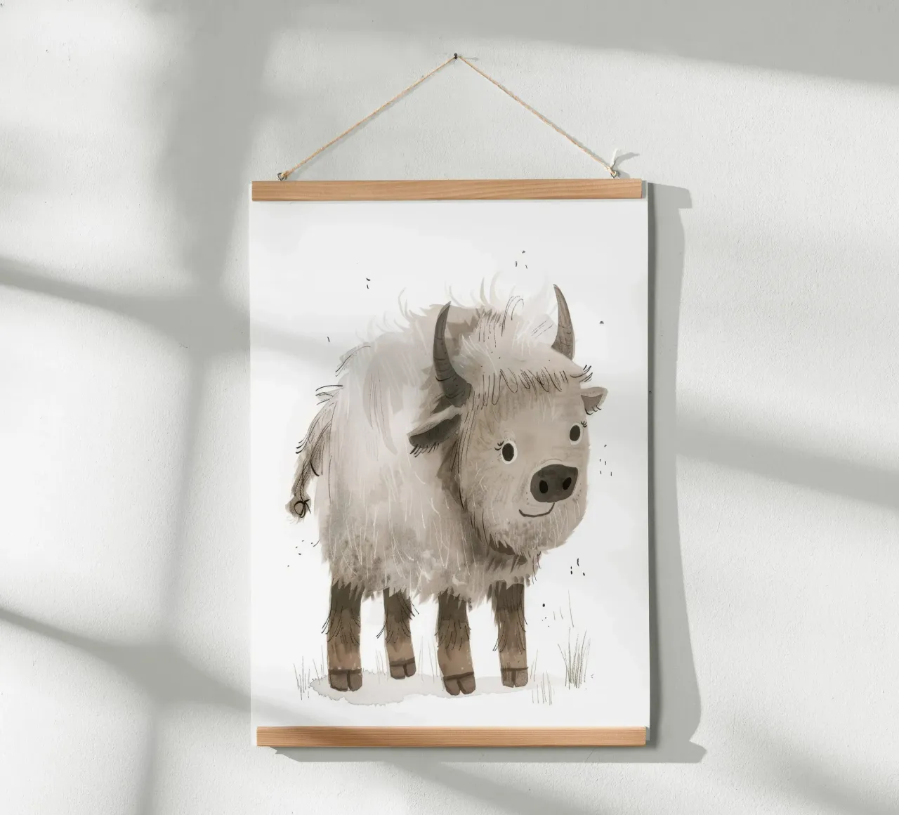 Illustrazione di un giovane yak che sorride carta hahnemühle da DesignDoodle