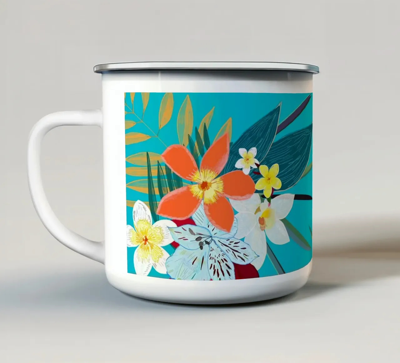 Modello di giglio Frangipani tazza in smalto da gulsengunel