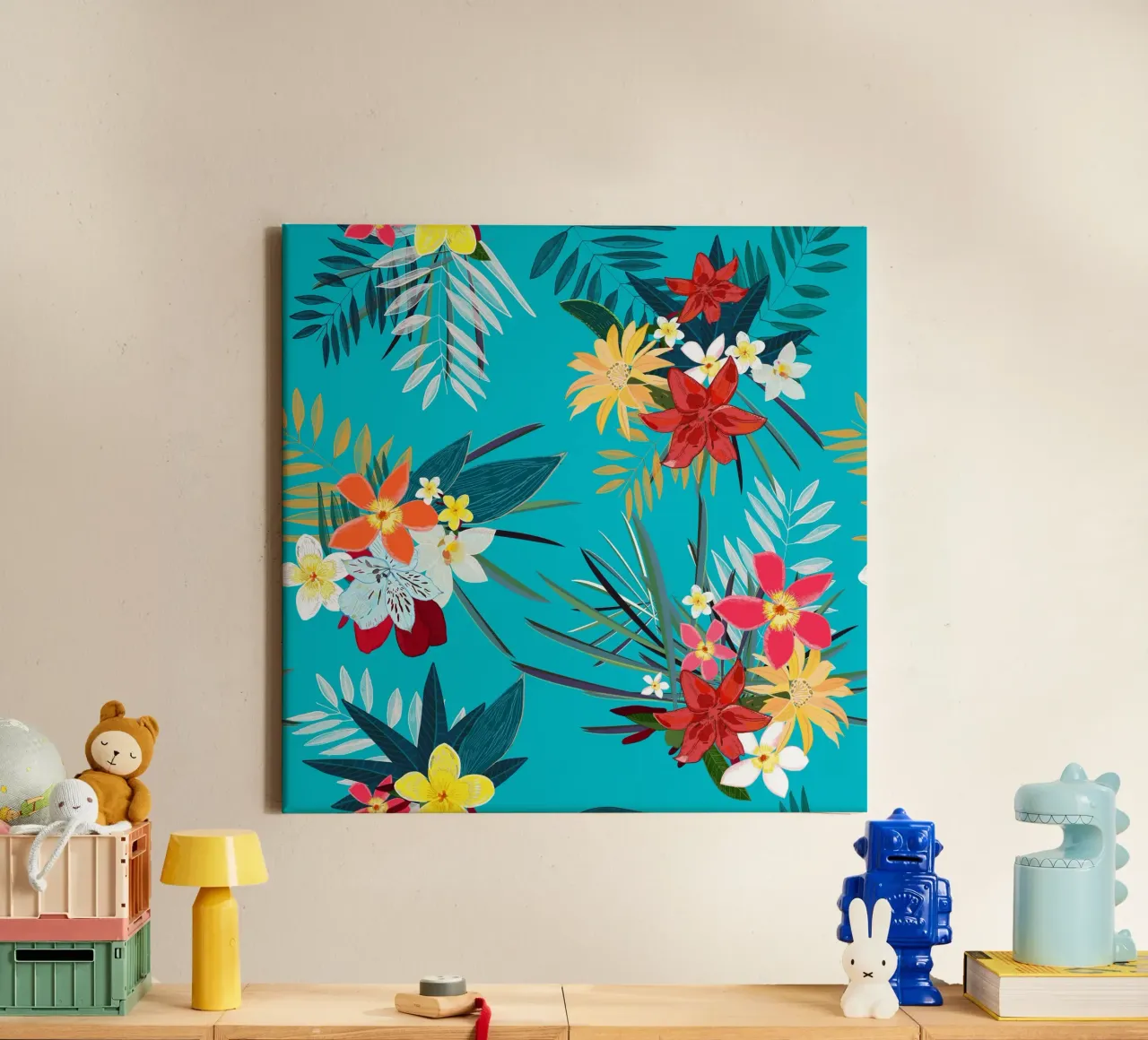 Modello di giglio Frangipani tela con Cornice a cassetta da gulsengunel