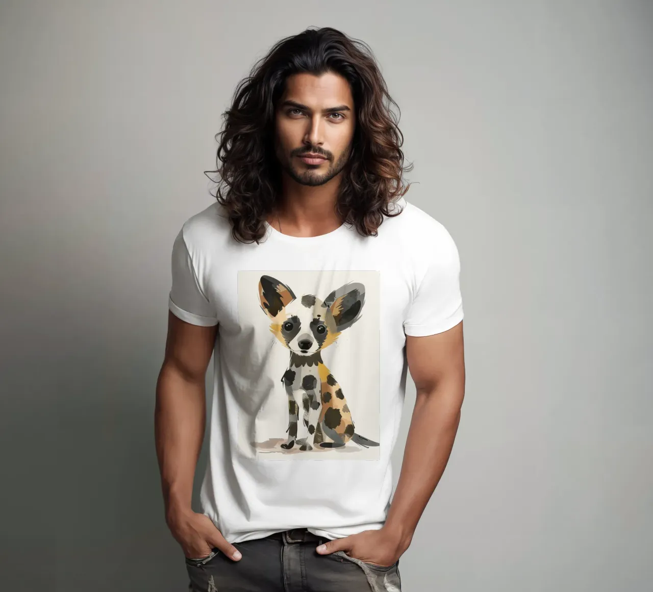 Illustrazione di un cucciolo di cane selvatico africano t-shirt da DesignDoodle