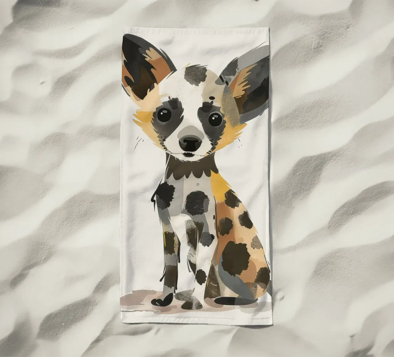 Illustrazione di un cucciolo di cane selvatico africano telo mare da DesignDoodle
