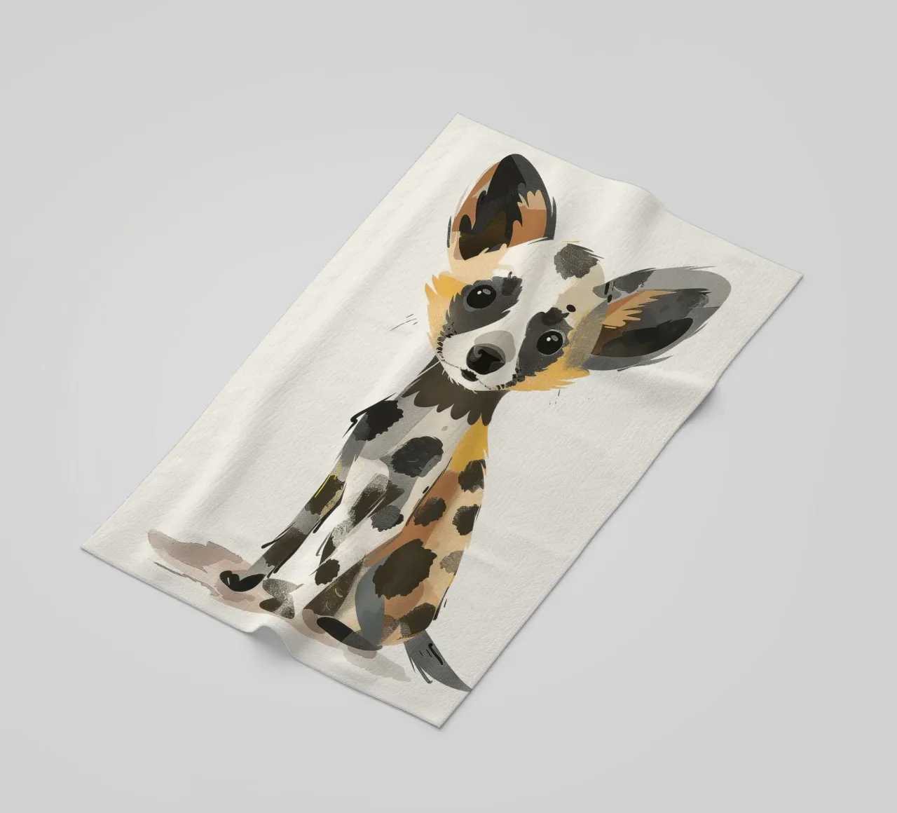 Illustrazione di un cucciolo di cane selvatico africano telo mare da DesignDoodle