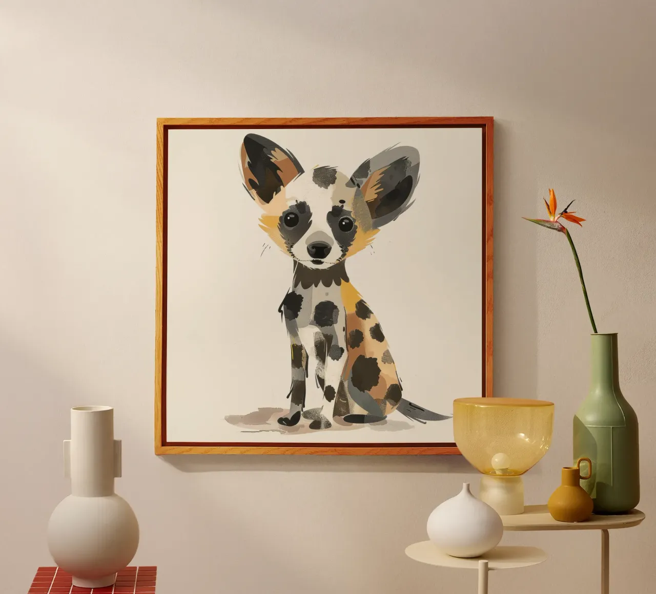 Ilustración de un cachorro de perro salvaje africano metacrilato de DesignDoodle