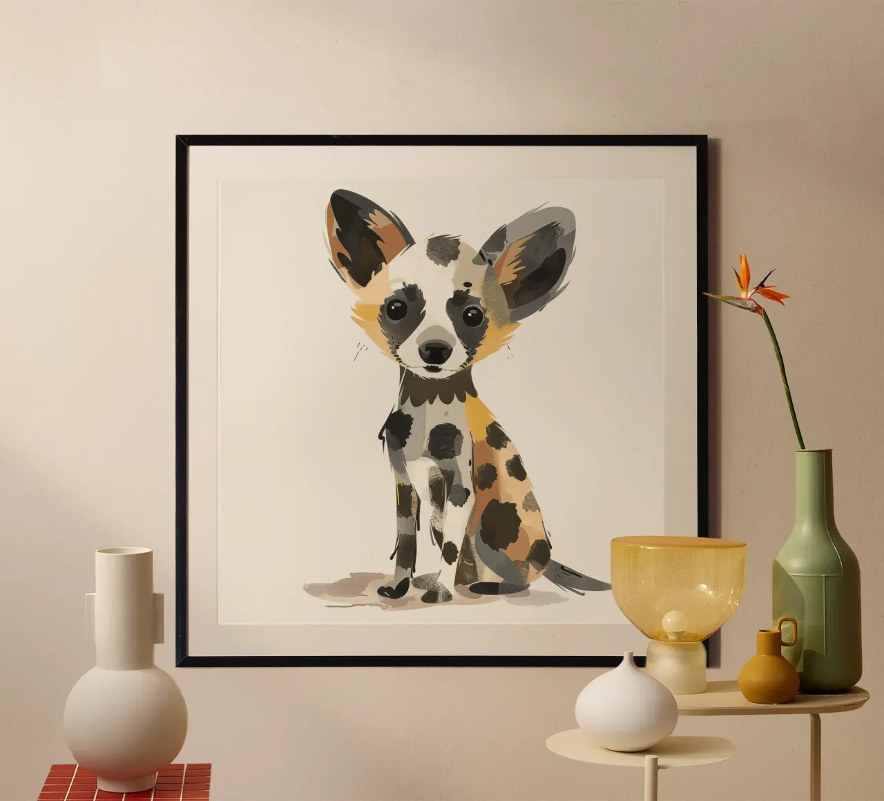 Ilustración de un cachorro de perro salvaje africano hahnemühle de DesignDoodle