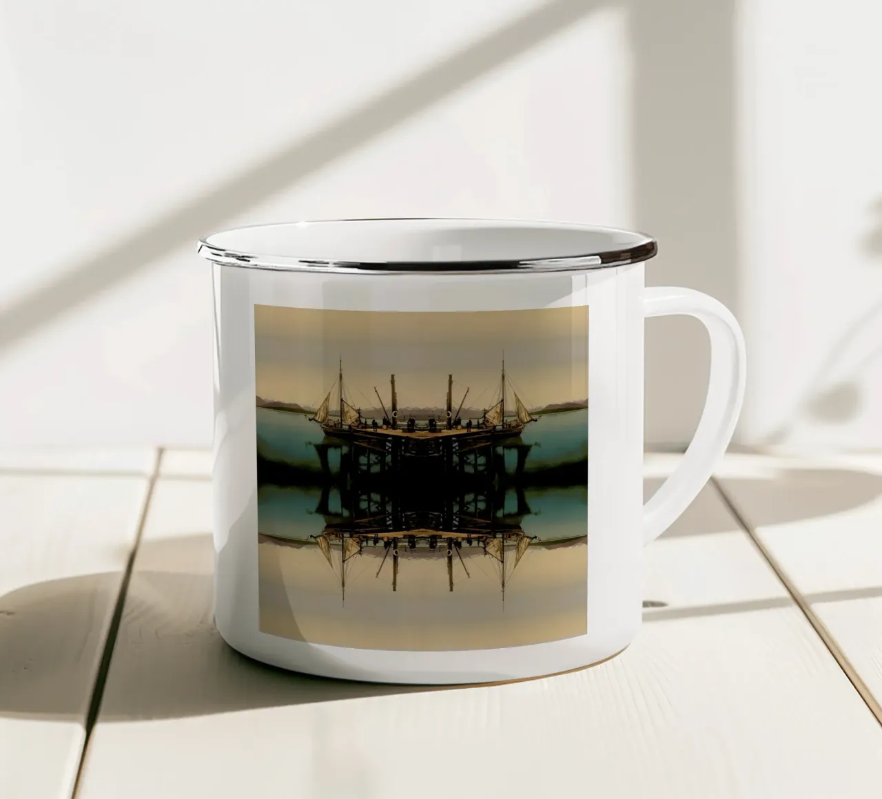 Ship tazza in smalto da The Gently Unfurling Sneak