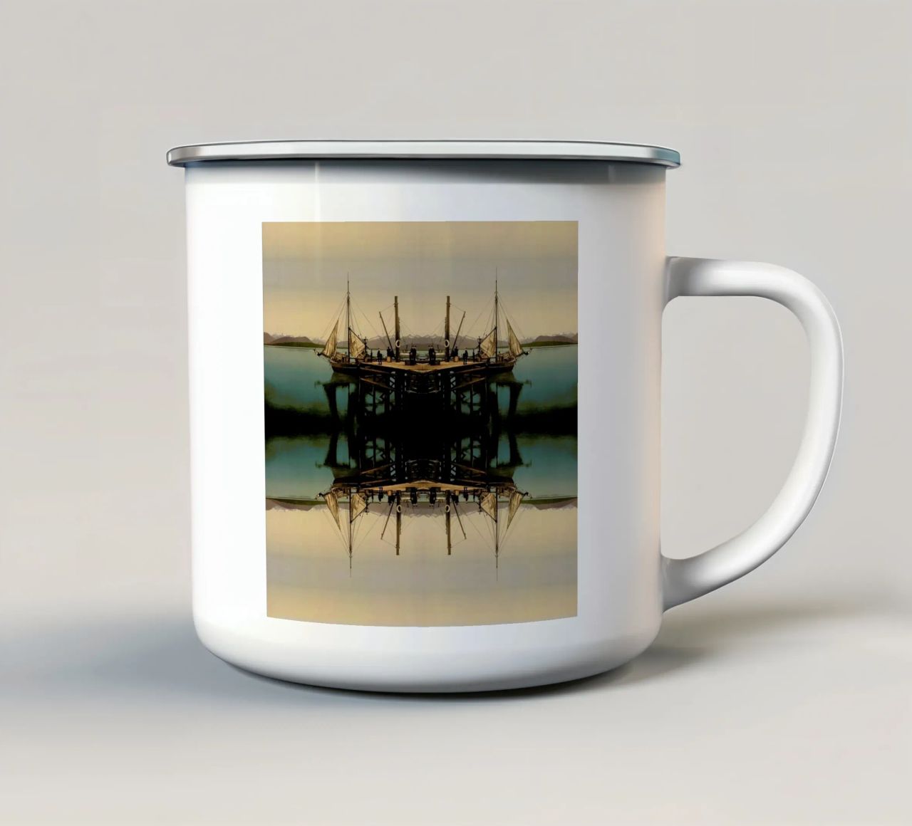 Ship tazza in smalto da The Gently Unfurling Sneak